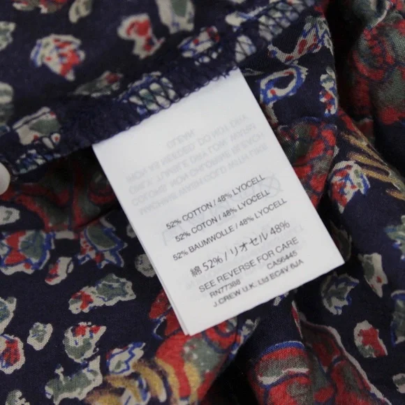 Madewell Blue Floral Blouse with cropped Flutter Sleeves size XS - Picture 7 of 7